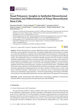 Nasal Polyposis: Insights in Epithelial-Mesenchymal Transition and Diﬀerentiation of Polyp Mesenchymal Stem Cells