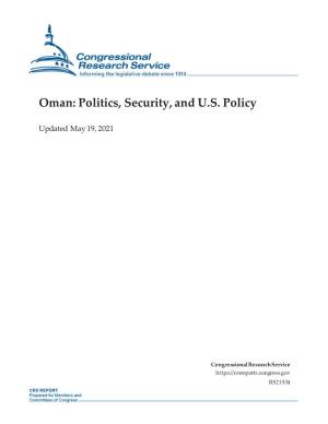 Oman: Politics, Security, and U.S