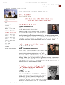 Event Calendar - Lowell Humanities Series