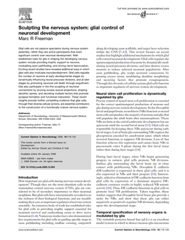 Sculpting the Nervous System: Glial Control of Neuronal Development Marc R Freeman