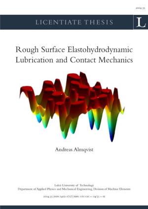 Rough Surface Elastohydrodynamic Lubrication and Contact Mechanics