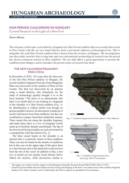 Hungarian Archaeology E-Journal • 2015 Summer