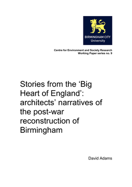 Architects' Narratives of the Post-War Reconstruction of Birmingham