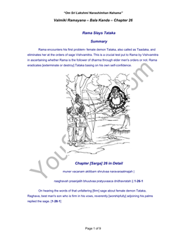 Valmiki Ramayana – Bala Kanda – Chapter 26 Rama Slays Tataka Summary Chapter [Sarga] 26 in Detail