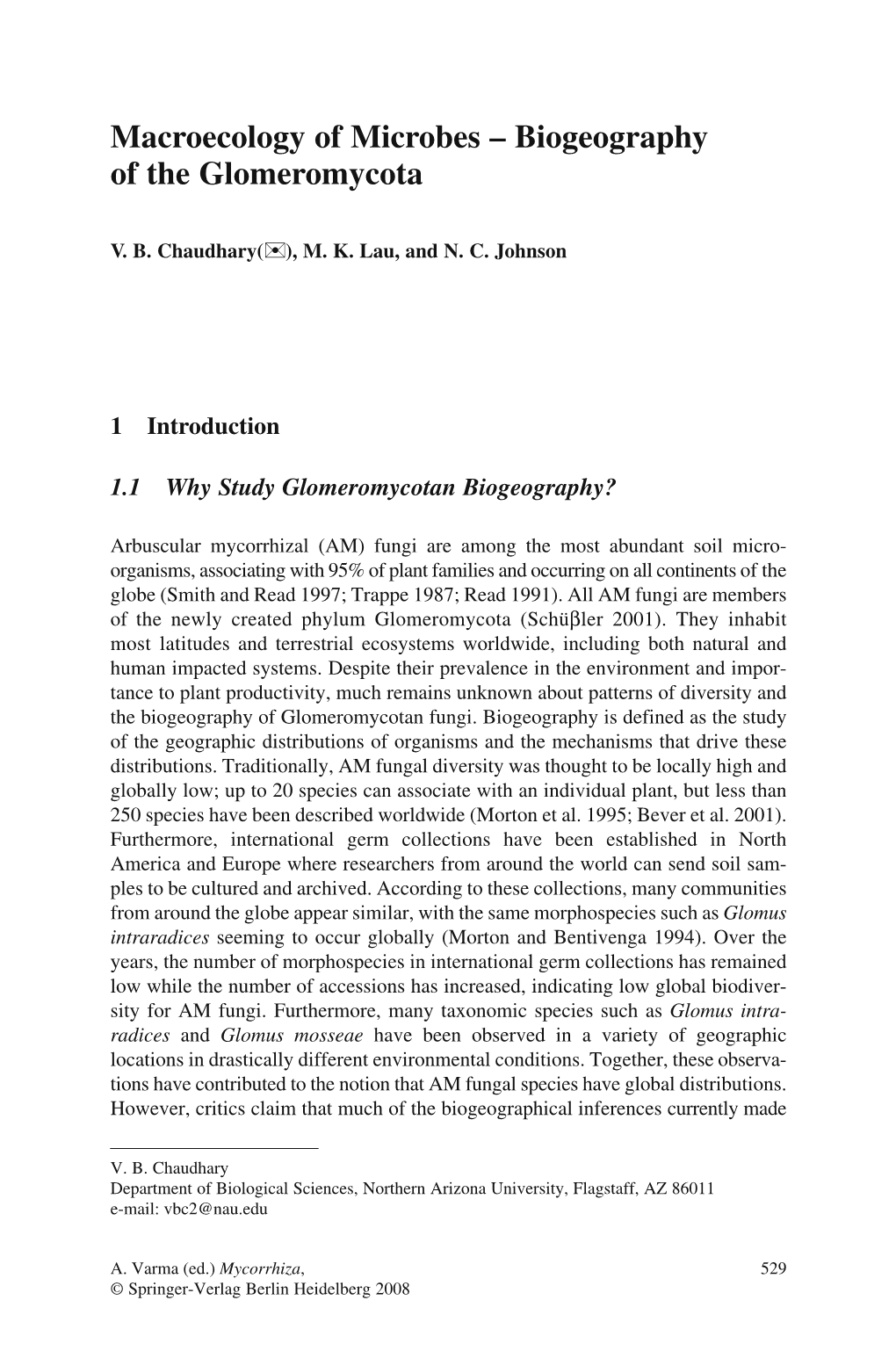 Macroecology of Microbes – Biogeography of the Glomeromycota