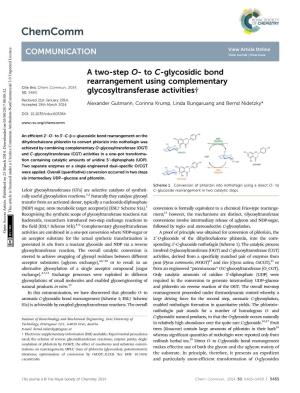 A Two-Step O-To C-Glycosidic Bond Rearrangement Using