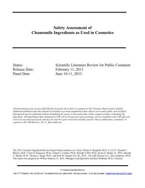 Safety Assessment of Chamomile Ingredients As Used in Cosmetics