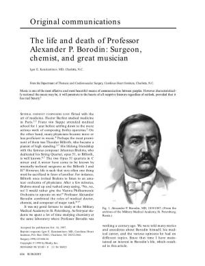 The Life and Death of Professor Alexander P. Borodin: Surgeon, Chemist, and Great Musician