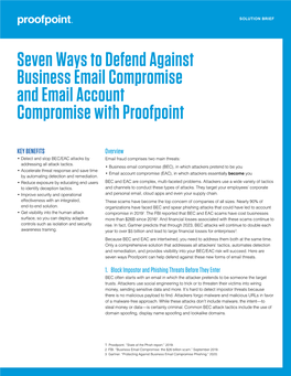 Seven Ways to Defend Against Business Email Compromise and Email Account Compromise with Proofpoint