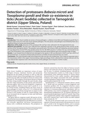 Detection of Protozoans Babesia Microti and Toxoplasma Gondii And