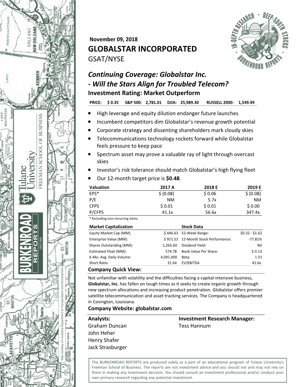 Globalstar Incorporated Gsat/Nyse