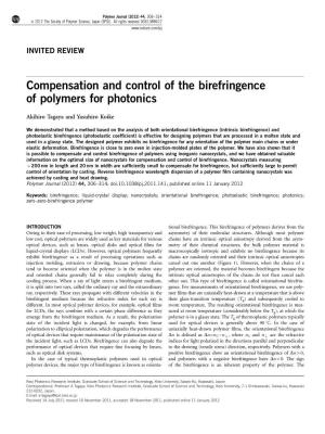 Compensation and Control of the Birefringence of Polymers for Photonics