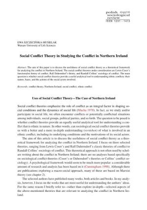 Social Conflict Theory in Studying the Conflict in Northern Ireland 121