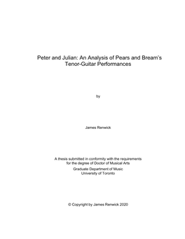 An Analysis of Pears and Bream's Tenor-Guitar Performances