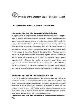 Premier of the Western Cape – Ebrahim Rasool