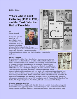 (1936 to 1971) and the Card Collectors Hall of Fame Idea