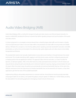 Audio Video Bridging (AVB) White Paper