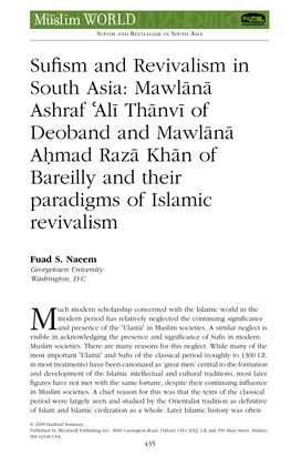 Sufism and Revivalism in South Asia: Mawlana Ashraf 'Ali Thanvi Of