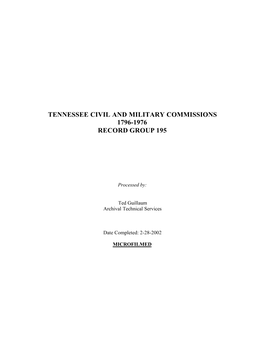 Tennessee Civil and Military Commissions 1796-1976 Record Group 195