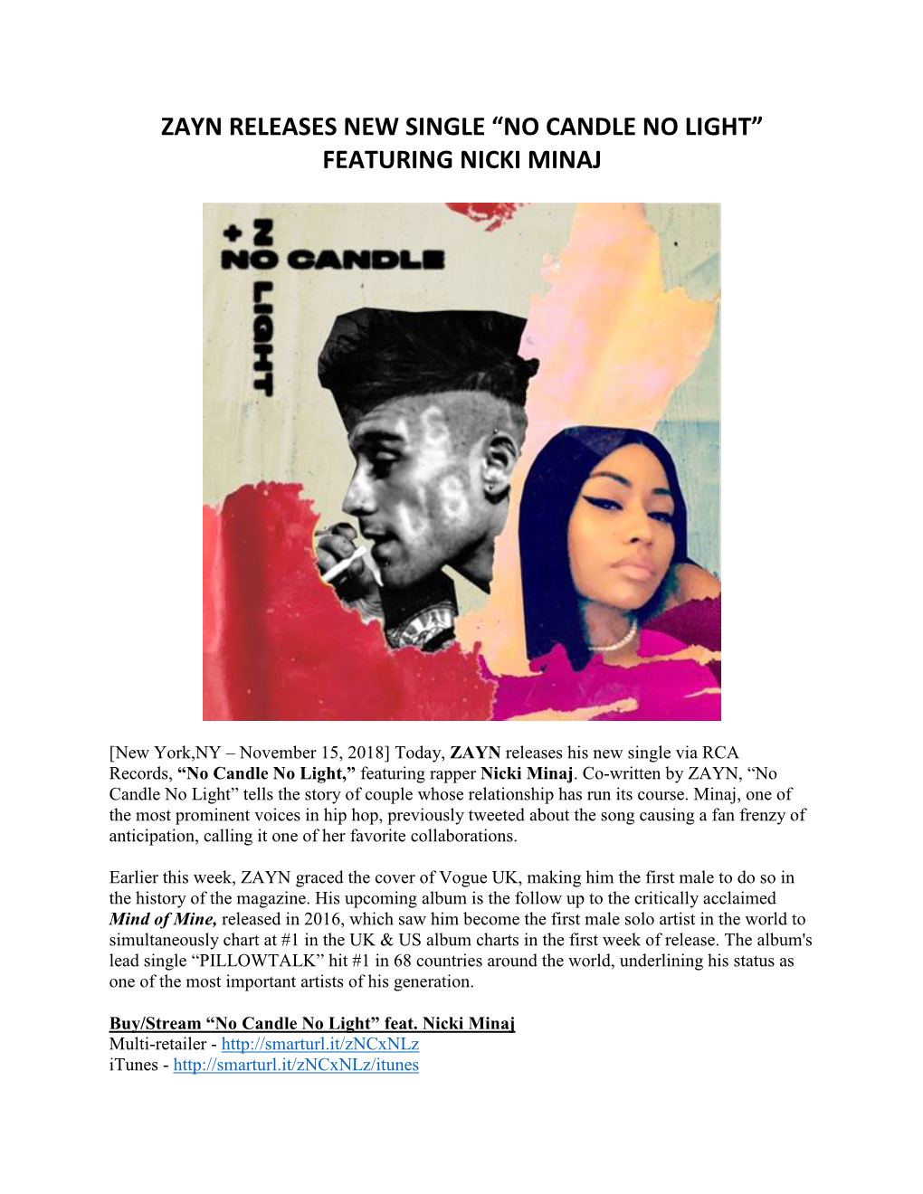 Zayn Releases New Single “No Candle No Light” Featuring Nicki Minaj