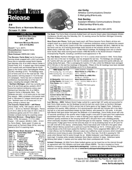 2004 Northern Michigan Football Release.Qxd