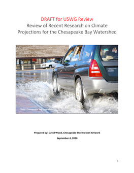 DRAFT for USWG Review Review of Recent Research on Climate Projections for the Chesapeake Bay Watershed