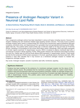 Presence of Androgen Receptor Variant in Neuronal Lipid Rafts
