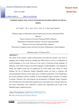 Research Article Special Issue