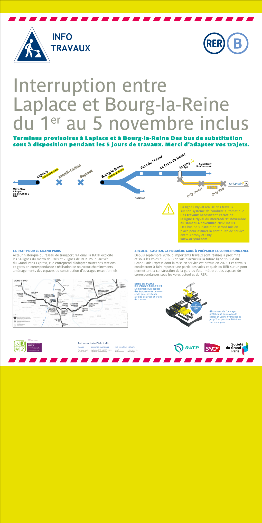 Terminus Provisoires À Laplace Et À Bourg-La-Reine Des Bus De Substitution Sont À Disposition Pendant Les 5 Jours De Travaux