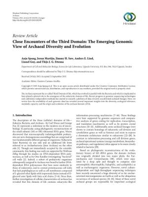 Close Encounters of the Third Domain: the Emerging Genomic View of Archaeal Diversity and Evolution