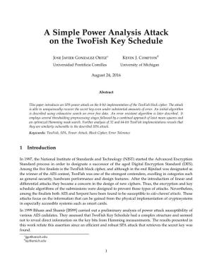 A Simple Power Analysis Attack on the Twofish Key Schedule