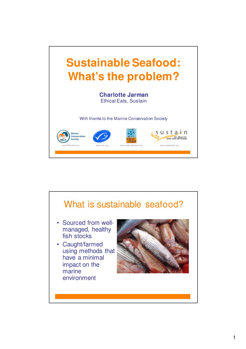 Sustainable Seafood: What’S the Problem?