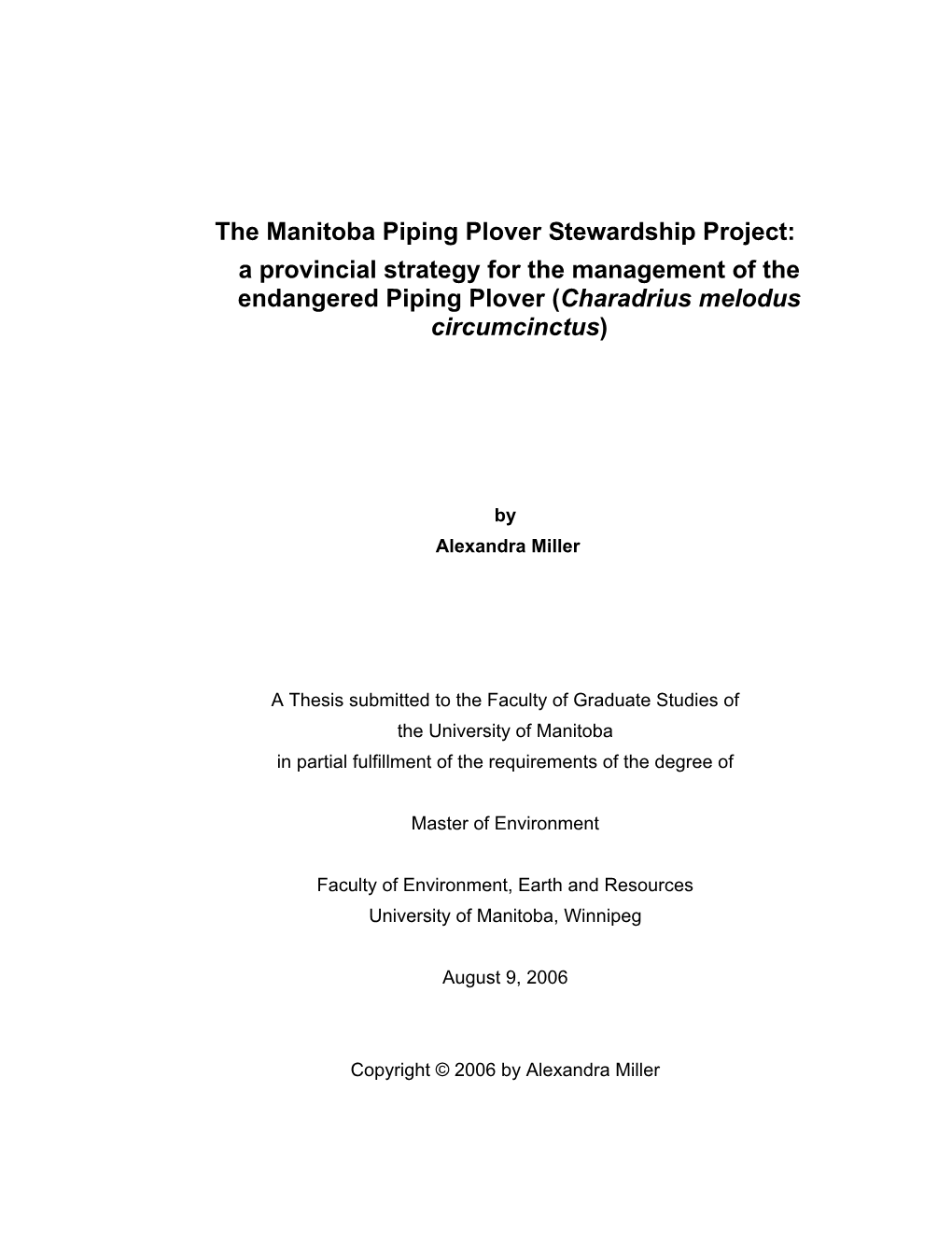 Manitoba Piping Plover Program