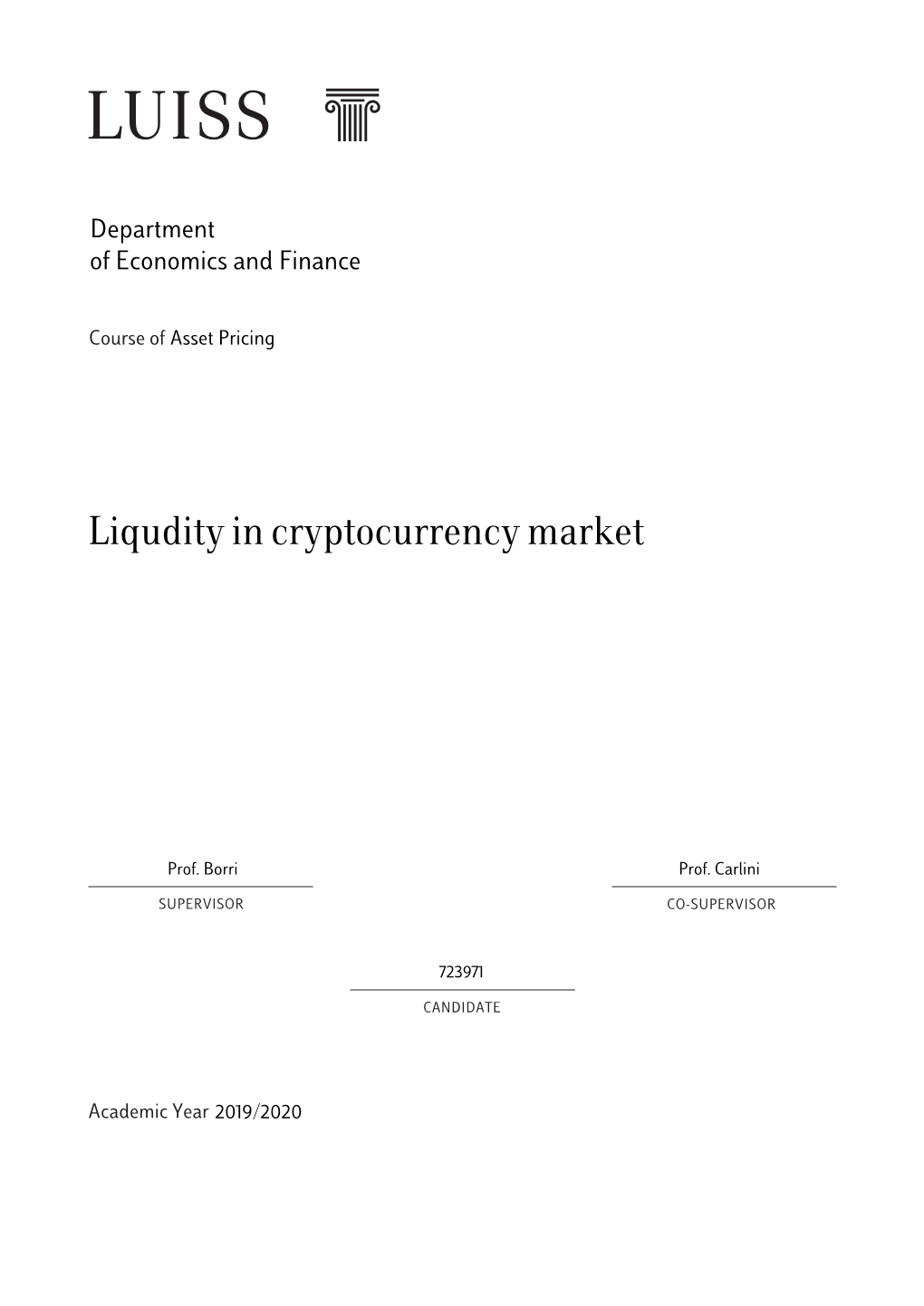 Liqudity in Cryptocurrency Market