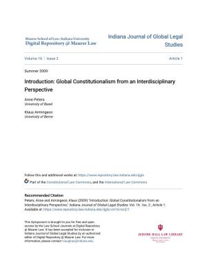 Introduction: Global Constitutionalism from an Interdisciplinary Perspective