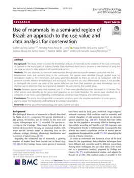 Use of Mammals in a Semi-Arid Region of Brazil