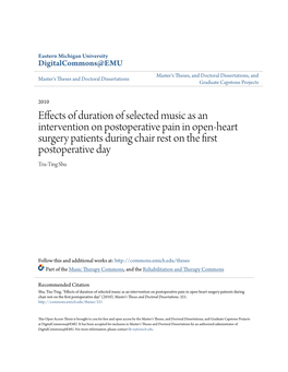 Effects of Duration of Selected Music As an Intervention on Postoperative