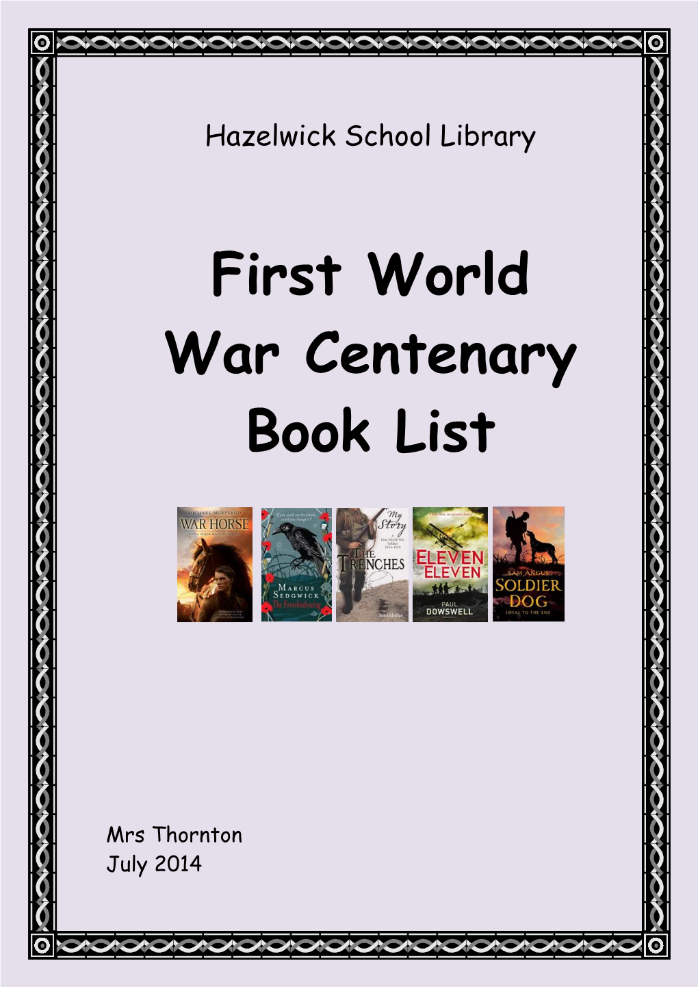 First World War Centenary Book List