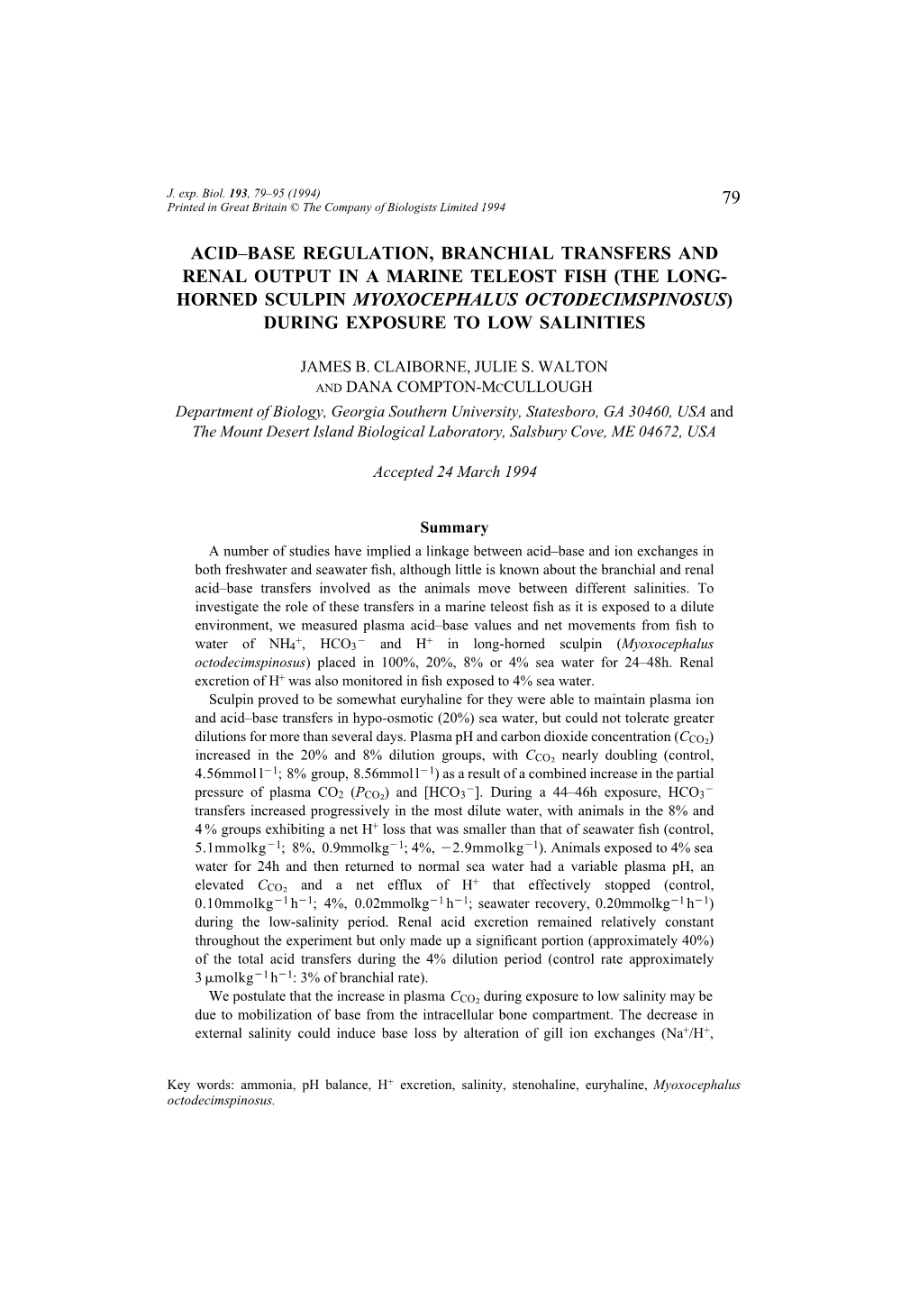 Acid–Base Regulation, Branchial Transfers