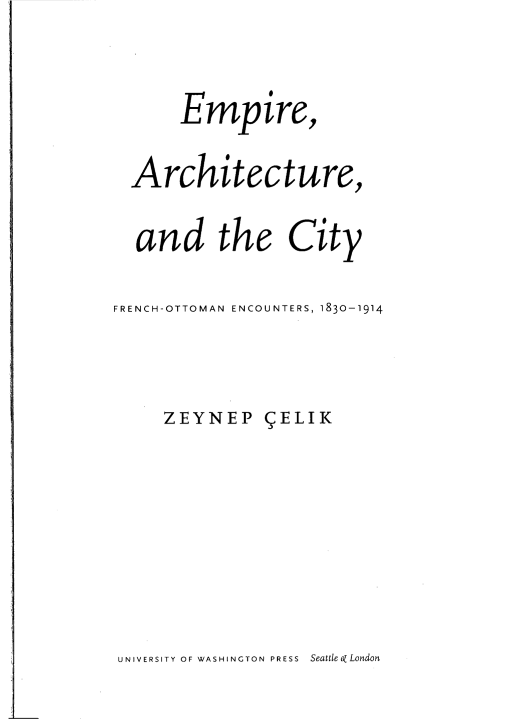 Empire, Architecture, and the City