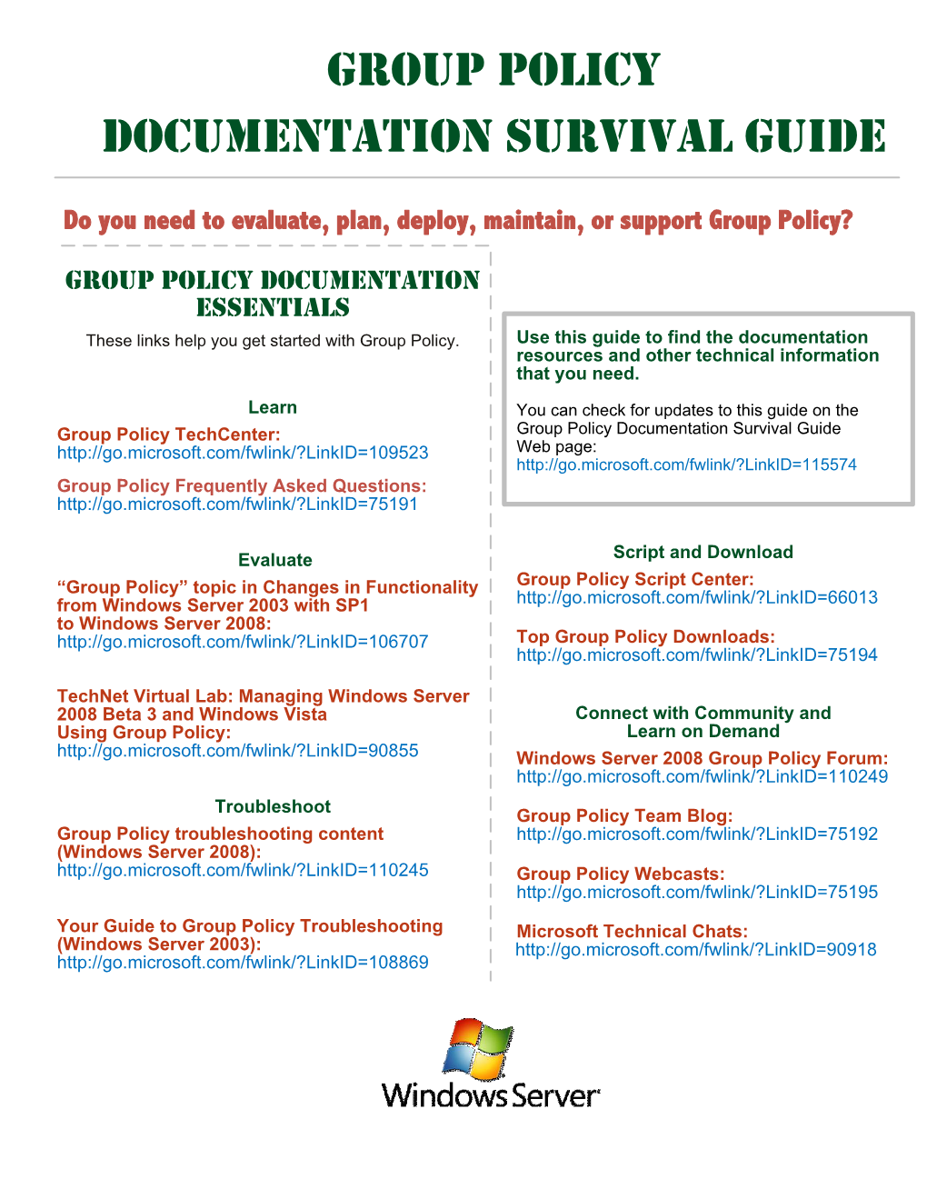 Group Policy Documentation Survival Guide