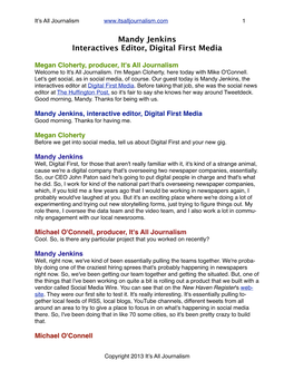Mandy Jenkins Interactives Editor, Digital First Media