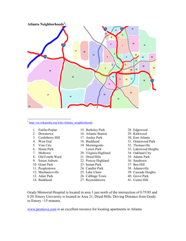 Atlanta Neighborhoods : Grady Memorial Hospital Is Located in Area