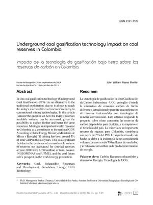 Underground Coal Gasification Technology Impact on Coal Reserves in Colombia