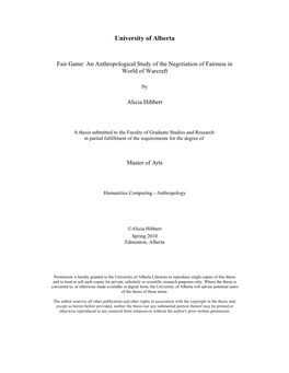 Fair Game: an Anthropological Study of the Negotiation of Fairness in World of Warcraft