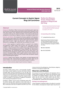 Current Concepts in Gastric Signet Ring Cell Carcinoma