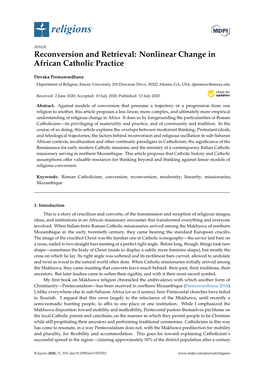 Reconversion and Retrieval: Nonlinear Change in African Catholic Practice