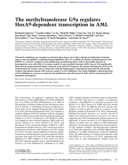 The Methyltransferase G9a Regulates Hoxa9-Dependent Transcription in AML