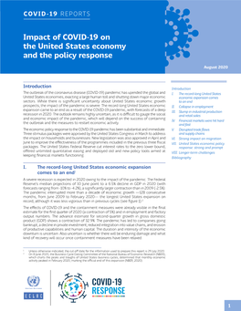 Impact of COVID-19 on the United States Economy and the Policy Response
