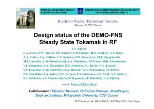 Design Status of the DEMO-FNS Steady State Tokamak in RF B.V
